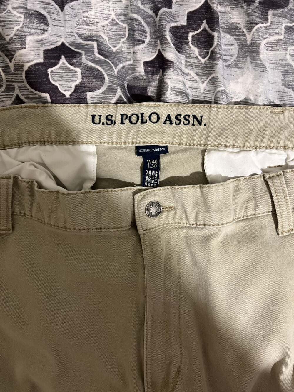U.S. Polo Assn. Men's Activate Stretch Cargo Pants Khaki Size W40 L30 Style 11C0